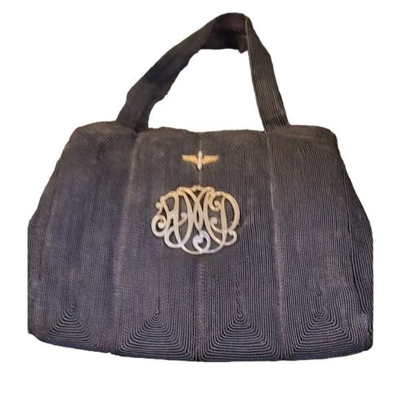 1940s Black Cord Purse With WWII Aviation Cadet Pin and Monogram Initials Pin - Picture 2 of 16